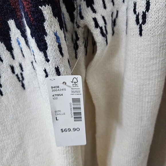 Reitmans Navy and White Patterned Turtleneck Sweater - Picture 2 of 4
